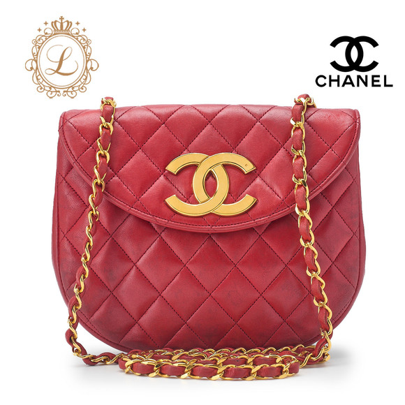 Chanel Handbags - Chanel Deca Coco round flap push lock chain shoulder bag red lambskin